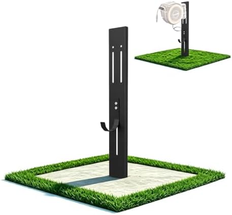 Retractable Garden Hose Reel Mounting Post with Adjustable Removable Hook by Unknown