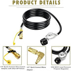 8FT Propane Regulator Hose with Safety Shutoff Valve,Conversion Fitting - Image 5
