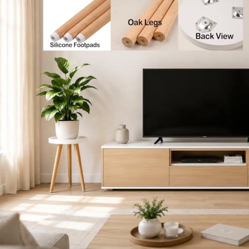 KGPLOME White Plant Stands Indoor with Raised Design and Heavy Wood Leg - Image 5