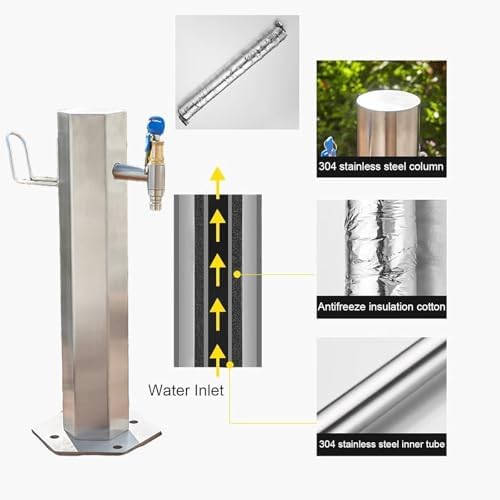 Outdoor Garden Water Column, 304 Stainless Steel Frost-Resistant Tap Post with Lockable Water Hydrant, Hose Stand with Spigot for Garden Irrigation and Watering(Size:20 * 4.1in) - Image 4