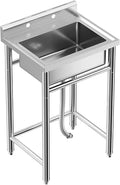 21"x21"x33" Stainless Steel Utility Sink, Freestanding Single Bowl Commercial Sink for Restaurant, Laundry Room, Bathroom, Garage, Garden by Unknown