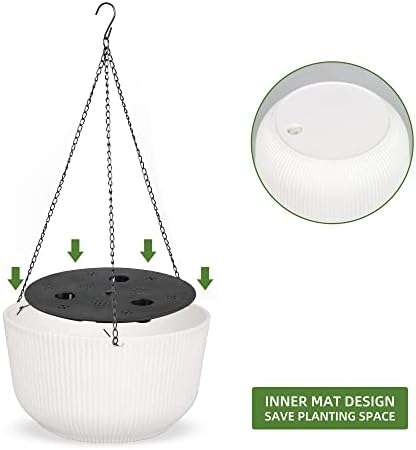 Dexceder 9.8 Inch Self Watering Hanging Planter (2 Pack, White) - Image 4