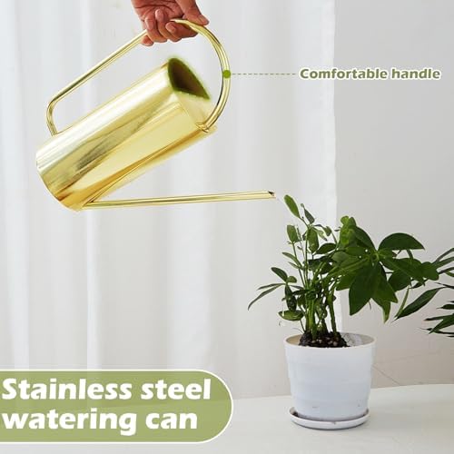 Watering Can for Indoor Plants, 50 oz/1.5L Stainless Steel Watering Can Pot with Long Spout, Garden Watering Cans with Comfortable Handle for Indoor House Plants Bonsai Flower Decorative - Image 4