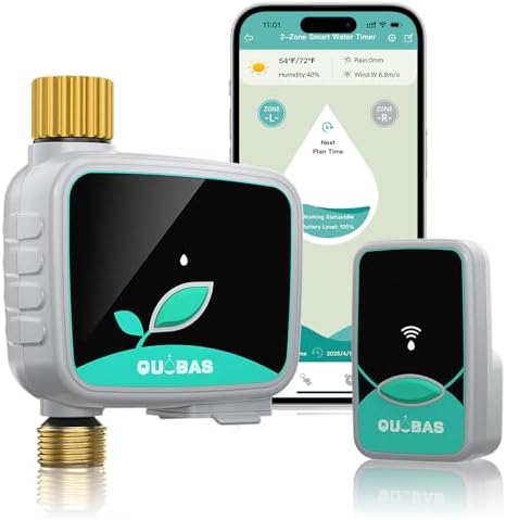 QUOBAS WiFi Water Timer for Garden Hose, 1 Zone Brass Smart Sprinkler Timer by QUOBAS