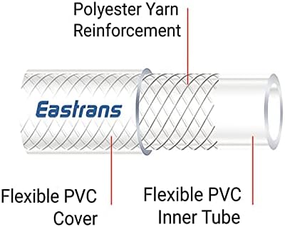 EASTRANS 1-1/4" ID x 10ft High Pressure Braided Tubing Clear Vinyl Hose - Image 4