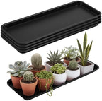Cinnvoice 4 Pack Black Rectangle Plant Saucer, 23.2 x 8.2 x 0.8 Inch by QinYee