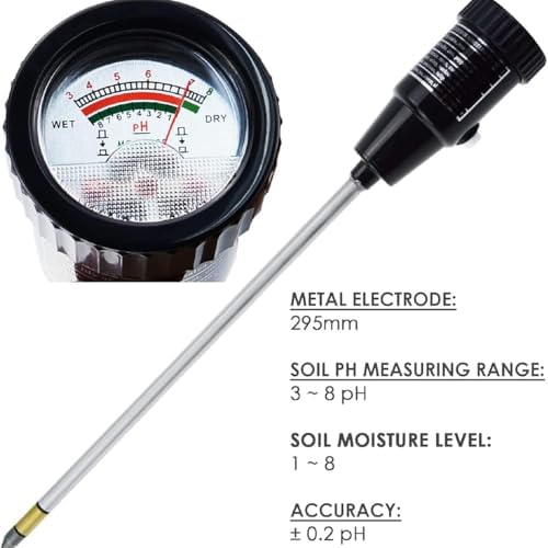 Soil PH Meter,Waterproof Soil PH Moisture Meter Tester,295mm Long Electrode Probe,Self Powered Meter No Battery Needed,for Indoor & Outdoor Plants, Garden, Lawn, Farm - Image 3