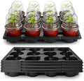 RooTrimmer 4 Inch 60 Pack Nursery Pots with Humidity Domes & 5 Pack 12 Cell Round Seedling Pot Carrying Trays, Sturdy Seeds Starter Pot Germination Set, Small Planter Nursery Propagation 5 Sets by RooTrimmer