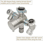 G-Sunny Stainless Steel Multi-Function Outdoor Faucet with Dual Garden Hose Adapter, Heavy Duty Outdoor Water Splitter with Extra Tap for Hand Washing, Bucket Filling (Dual Hose) - Image 2