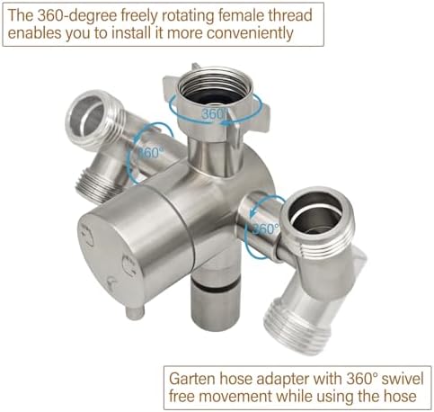 G-Sunny Stainless Steel Multi-Function Outdoor Faucet with Dual Garden Hose Adapter, Heavy Duty Outdoor Water Splitter with Extra Tap for Hand Washing, Bucket Filling (Dual Hose) - Image 2