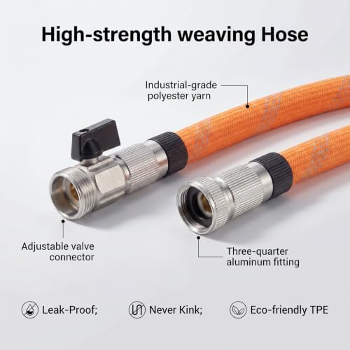 100 FT Garden Hose, Upgraded Lightweight Non-Expanding Water Hose, Flexible Kink-Resistant Design for All-Weather Use, Yard, RV and Car Washing, Orange - Image 3