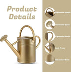 1 Gallon Watering Can for Plants, Watering Cans for Indoor&Outdoor Gardening, Galvanized Steel Watering Pot with Removable Spout, Metal Water Can with Ergonomic Movable Handle(Gold) - Image 4