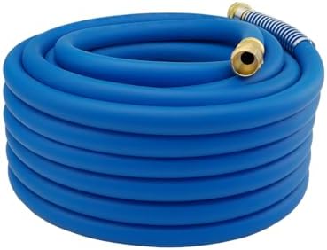 Guitrees 75FT 5/8 Heavy Duty Rubber Garden Hose - 200psi Working, 1000psi Burst - Hot/Cold Water - Five-Layered Braiding for Durability - Versatile for Gardening, Agriculture, Construction(Blue) by Guitrees