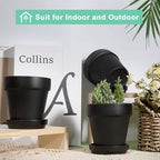 vensovo 4 Inch Black Terracotta & Clay Pots with Saucer, 6 Pack - Image 4
