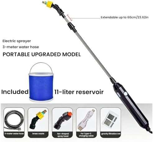 23.6 Inch Battery Powered Sprayer Wand with 11L Foldable Bucket - Image 6