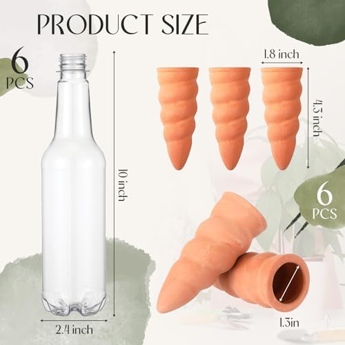 Baderke 6 Sets Plant Watering Stake Devices Include Terracotta Self Watering Spikes and 500 ml Plastic Wine Bottles for Vacation Indoor Outdoor Plant - Image 2