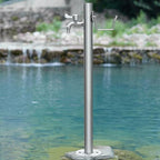 Freestanding Garden Water Column with Outdoor Hose Stand, Anti-Freezing 304 Stainless Steel Floor Mounted Water Tap, Courtyard Faucet Post, Metal Water Fountain Yard Hydrant for Irrigation/Washing by Unknown