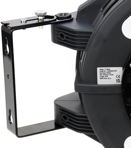 Macnaught C1 Series Retractable Garden Hose Reel, 40 Ft Water Hose Reel Heavy Duty Retractable Hose with Metal 180° Swivel Rotation Bracket for Wall Mount - Gray - Image 3