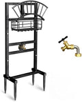 Garden Hose Holder with Brass Faucet, Heavy Duty Hose Storage Holder by Wurzberge