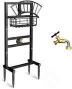 Garden Hose Holder with Brass Faucet, Heavy Duty Hose Storage Holder by Wurzberge