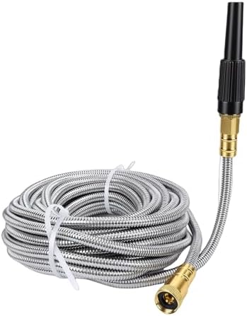 fosa 50ft Stainless Steel Garden Hose with Sprayer Nozzle, Lightweight Flexible Water Hose for Yard Lawn Car Washing Outdoor Pet Bathing Durable Rustproof - Image 4