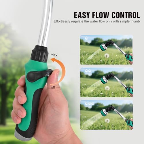 Yesker Metal Watering Wand for Garden Hose, 21 Inch, 10 Spray Patterns, Adjustable Water Sprayer with Pivoting Head, Garden Hose Nozzle with Thumb Flow Control, Ideal for Water Plant and Yard Washing - Image 5