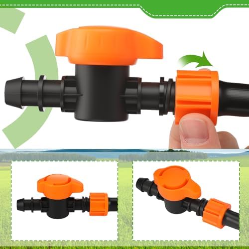 Tujoe 50 Pcs Pipe Bypass Locknut Valve 5/8 Inch Universal On/Off Valve Barb Drip Tubing Fittings Barbed Compatible with Most 16-17 mm Garden Hose Tubing Sprinkler Systems - Image 3