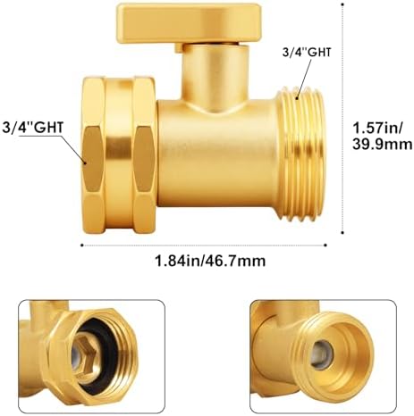 SIGURANTA Garden Hose Shut Off Valve 3/4 Inch Solid Brass Garden Hose connecto Shut Off Ball Valve (10 Set) - Image 2
