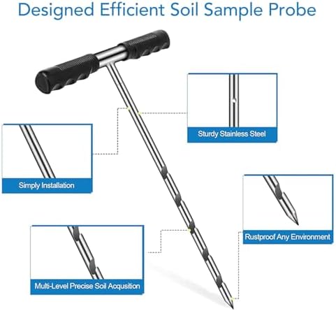 Tyenaza Soil Probe Rod, 17-32-48 Inch Stainless Steel Septic Tank Locator Tool Adjustable Ground Rod with T Handle for Locating Underground Pipes and Gopher Runs, Gardening - Image 5