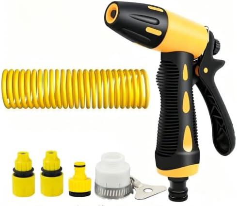 Retractable Coil Garden Hose with Rotating Spray Nozzle for Car Wash Patio - Image 7