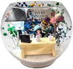 SODEF Lighted Glass Terrarium for Friend, 'Happy Birthday' Theme, Globe Vase with Street Lamp Decor, Preserved Flowers, Miniature Figures, Birthday Gift, 6.3 x 7.1 inches by Unknown