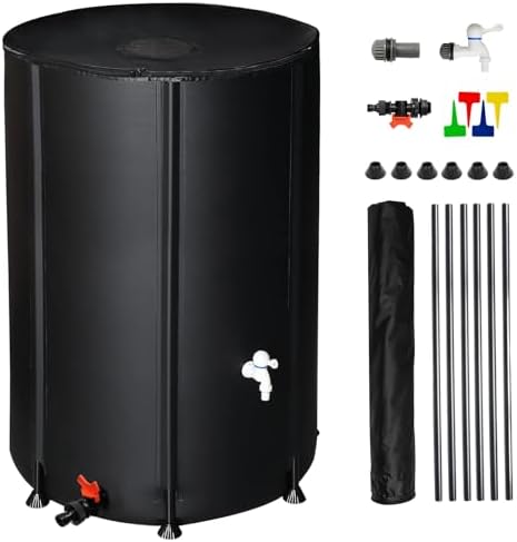Collapsible Rain Barrel,Portable Water Storage Tank,Rainwater Collection System Downspout,Water Catcher Container with Filter Spigot Overflow Kit (100 Gallon) - Image 4