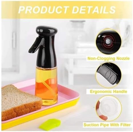 300ml Glass Oil Sprayer – Black and White Kitchen Oil Bottle, Garden Plant Watering Can(WHITE) - Image 4