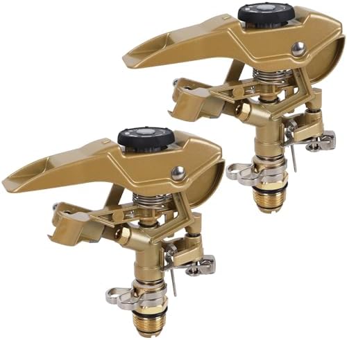 Biswing 2 Pack Impact Sprinklers, Heavy Duty Zinc Alloy Lawn Sprinkler Head with 1/2" NPT Thread, Adjustable 360 Degree Watering Sprinkler for Large Area Grass Yards Patio Garden Irrigation by Biswing