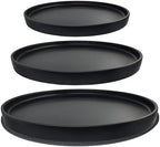 Ceramic Plant Saucer Pot Tray 6, 8, 10 Inch Black, Planter Saucers for Indoors Outdoor, Durable Sturdy Flower Drainage drip Water Tray for Glazed Pots Base by YUKFONA
