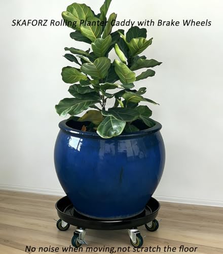Rolling Planter Caddy(570lbs Capacity), Heavy Duty Metal Plant Stand with Brake Wheels Plant Dolly Mover Plant Pot Tray Saucer for Indoor Outdoor 20 Inches Black - Image 6