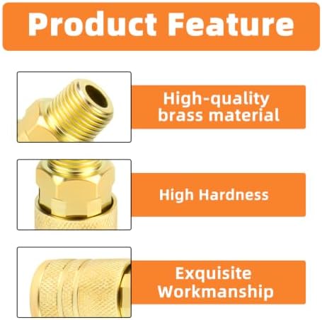 GASHER 12PCS 3/8"MNPT Brass Industrial Coupler,1/4 Flow Quick Connect Air Coupler - Image 5