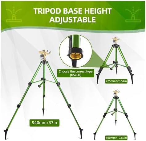 Impact Sprinkler On Tripod Base 360 Degree Large Area Irrigation Brass Sprinkler Nozzle Zinc Alloy Heavy Duty Lawn Sprinkler Nozzles - Image 4