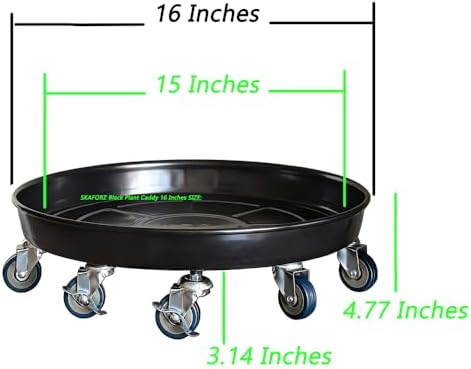Heavy Duty Plant Caddy(430lbs Capacity), Rolling Metal Plant Stand with Brake Wheels Plant Dolly Planter Mover Plant Pot Tray Saucer for Indoor Outdoor 16 Inches Black 2Pack - Image 2