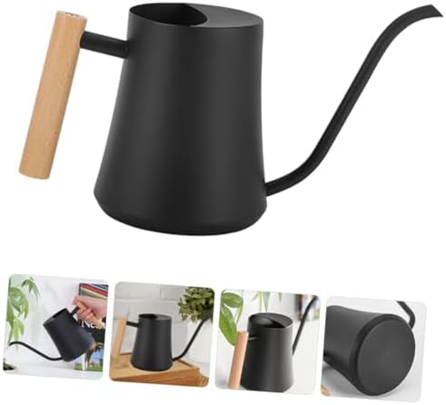 Beavorty Metal Indoor Watering Can with Long Spout and Wooden Handle, Stainless Steel Gardening Watering Pot for Indoor and Outdoor Plants, Vintage Style Black Kettle for Flower Care - Image 7