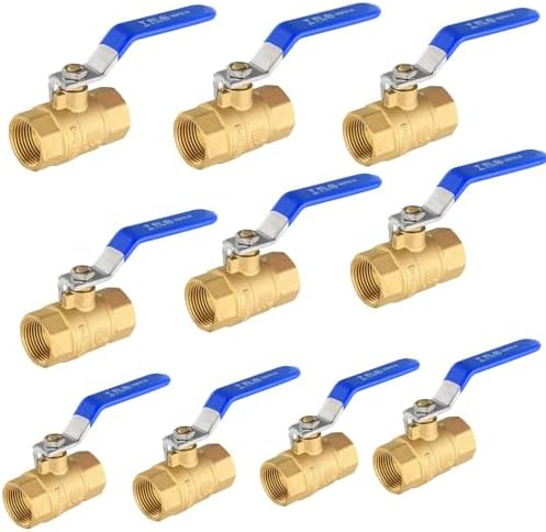 10PCS GUOFIS 1/2" Full Port Brass FIP Ball Valve,600 WOG Valve,Blue Handle by GUOFIS