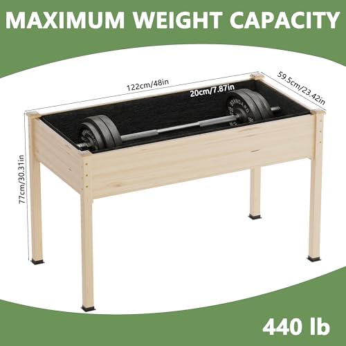 Raised Garden Bed with Legs, 48x24x30in Tall Wooden Elevated Planter Box with Liner for Flowers Vegetables Herbs, Outdoor Reinforced Large Raised Bed for Balcony/Patio/Backyard - Image 3