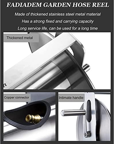 Garden Hose Reel with Hose, Wall Mounted/Portable Tote Hose Reel Cart with 5 Sprayer Modes Nozzle, Heavy Duty Stainless Steel Hose Holder Hose Hanger, Outside Water Pipe Rack Winding Tool ( Size : 15m - Image 6