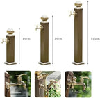 Freestanding Brass Garden Hose Holder - Retro Outdoor Post Faucet for Car Washing & Watering, Decorative Veal Water Column Feature - Image 2