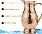 Pure Copper Pitcher with a Lid, Large Size Solid Handcrafted Copper Water Hammered Jug, Capacity 70 Oz/2000ml, Copper Carafe For Home, Hotels & Gifting - Image 5