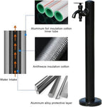 60CM Stainless Steel Outdoor Column Faucet - Square Freestanding Vertical Hose Holder for Patios, Backyards, Garden, Durable, Rust-Resistant, Easy Installation - Image 3