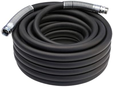 Guitrees 2026 Upgraded Garden Hose 50FT x 3/4", Heavy Duty Rubber Water Hose with Five Layered Braiding, Swivel male and female Nickel-plated Brass Fittings, 1200PSI Burst, 300PSI Working (Black) by Guitrees