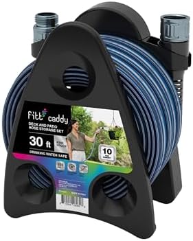 FITT HiFlo Water Hose 30ft with Caddy, Multipurpose Garden Hose with Mini Hose Reel, Easy to Use and Long-lasting Performance by FITT