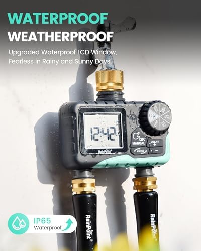 RAINPOINT Sprinkler Timer 2 Outlet, Water Timer for Garden Hose, Programmable Drip Irrigation for Yard Outdoor Watering, Rain Delay/Manual/Automatic - Image 5