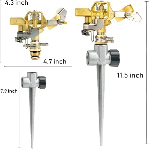 Impact Lawn Sprinkler 2 Pack,Heavy Duty Adjustable Pulsating Head - Image 2